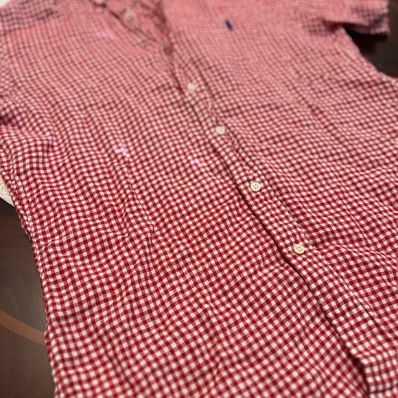 Ralph Lauren Custom Fit Linen Short Sleeve Gingham Button Down Shirt Men’s Med - Picture 5 of 8